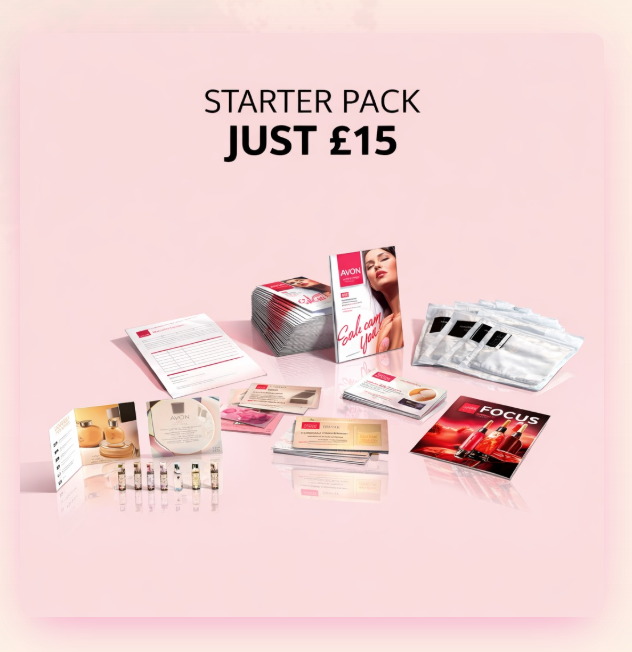 Avon Starter Pack contents — brochures, samples and order forms